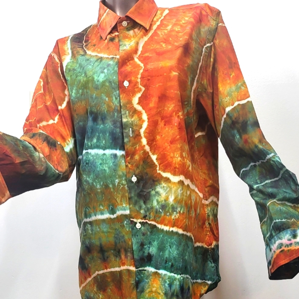 Geode Tiedye Button-up Slim Fit Hip Hop Rock N Roll, Hipster, Hippie,Party